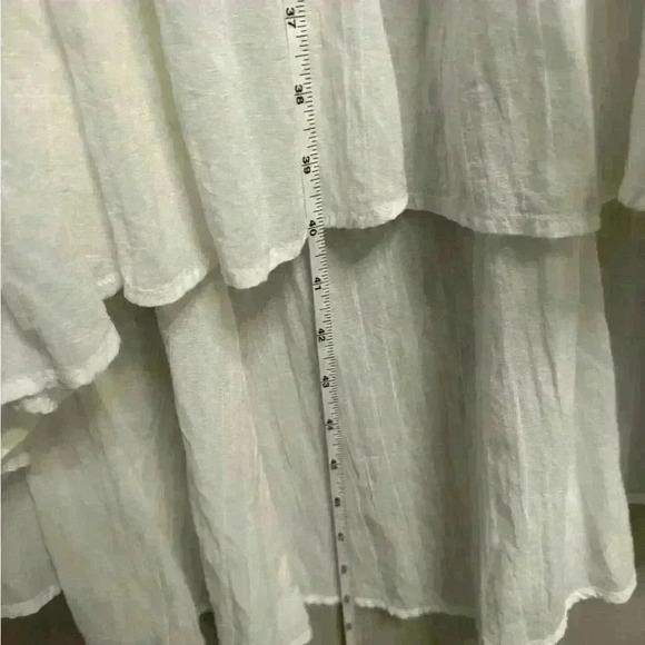 Anthropologie leifsdottir white gauze cotton dress medium cool asymmetrical midi - Picture 6 of 11